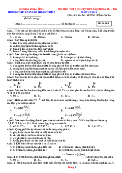 Đề thi thử TN môn Lý 2022 THPT Nguyễn Trung Thiên - Lần 1 (có đáp án)
