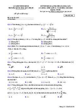 Đề khảo sát Toán 12 năm 2022 – 2023 trường Quốc Học Quy Nhơn – Bình Định