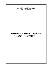 Bài giảng giáo trình giải tích | Môn toán cao cấp 2