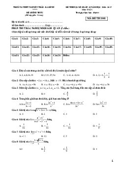 Đề thi HK2 Toán 11 năm học 2016 – 2017 trường THPT Nguyễn Trãi – Hà Nội