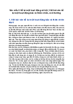 Văn mẫu 8 Kể lại một hoạt động xã hội | Viết bài văn kể lại một hoạt động bảo vệ thiên nhiên, môi trường