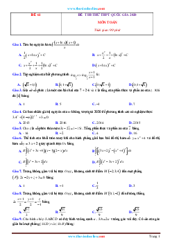 TOP 10 đề thi thử THPT QG môn Toán 2020 -Tập 7 (có lời giải chi tiết)