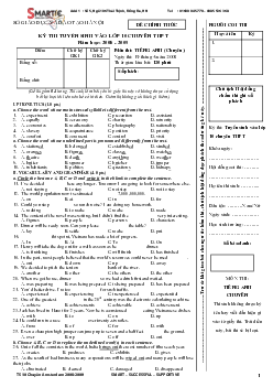 Kỳ thi tuyển sinh vào lớp 10 chuyên THPT Hà Nội năm học 2008-2009 môn Tiếng Anh