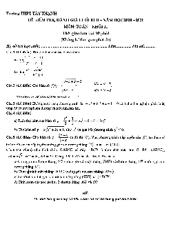 Đề thi cuối kì 2 Toán 11 năm 2020 – 2021 trường THPT Tây Thạnh – TP HCM
