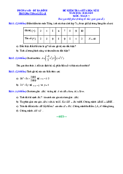 Đề kiểm tra giữa học kì 2 Toán 7 năm 2018 – 2019 trường THCS Lê Lợi – Hà Nội