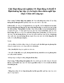 Giải Hoạt động trải nghiệm 10: Hoạt động 4 chủ đề 8 Chân Trời Sáng Tạo