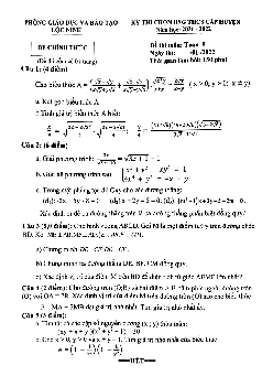 Đề thi chọn HSG Toán 9 năm 2021 – 2022 phòng GD&ĐT Lộc Ninh – Bình Phước