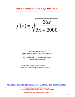 Hệ thống bài tập trắc nghiệm tổng hợp hàm số
