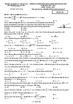 Đề thi giữa học kì 2 Toán 9 năm 2023 – 2024 phòng GD&ĐT thành phố Bắc Giang