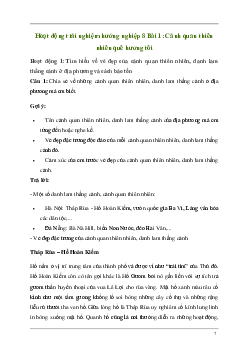 Hoạt động trải nghiệm 8: Cảnh quan thiên nhiên quê hương tôi | Kết nối tri thức