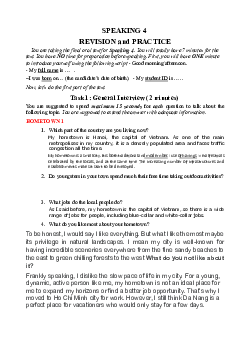 Đề cương môn Nói Tiếng anh 4