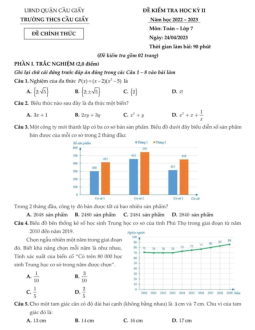 Đề học kỳ 2 Toán 7 năm 2022 – 2023 trường THCS Cầu Giấy – Hà Nội