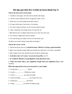 Bài tập quá khứ đơn và hiện tại hoàn thành | Tiếng anh lớp 11 Global Success