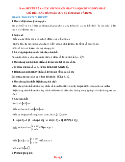 Luyện thi HSG Toán 6 chủ đề: Các bài toán quy về tìm ƯCLN và BCNN