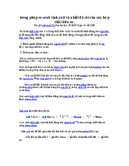 Phương pháp so sánh tính axit và nhiệt độ sôi các chất