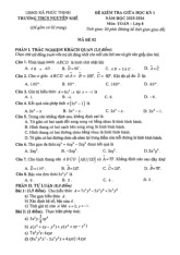Đề giữa học kỳ 1 Toán 8 năm 2025 – 2026 trường THCS Nguyên Khê – Hà Nội
