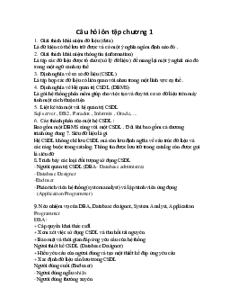 Đề cương ôn tập môn Cơ sở dữ liệu | Đại học Sư phạm Kỹ thuật Thành phố Hồ Chí Minh