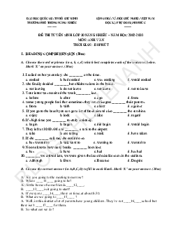 Đề thi vào 10 Chuyên Tiếng Anh Phổ thông năng khiếu Hồ Chí Minh năm 2002-2003