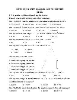 Đề thi học kì 1 lớp 4 môn Toán sách Kết nối tri thức - Đề số 4