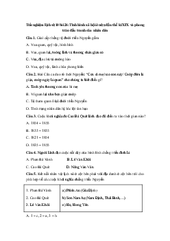 Trắc nghiệm Lịch sử 10 bài 26: Tình hình xã hội ở nửa đầu thế kỉ XIX và phong trào đấu tranh của nhân dân