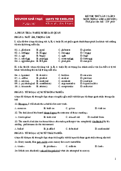 Đề thi thử lần 2 lớp 9 môn Tiếng Anh chuyên ngoại ngữ