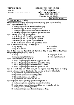 Đề thi giữa học kì 1 môn Lịch sử - Địa lí 6 năm 2023 - 2024 sách Chân trời sáng tạo | Đề 7
