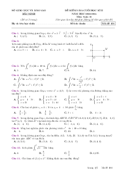 Đề kiểm tra cuối học kì 2 Toán 12 năm 2023 – 2024 sở GD&ĐT Bắc Ninh