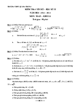 Đề cuối học kỳ 2 Toán 11 năm 2022 – 2023 trường THPT Quang Trung – TP HCM