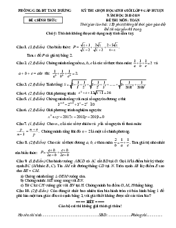 Đề thi HSG huyện Toán 9 năm 2018 – 2019 phòng GD&ĐT Tam Dương – Vĩnh Phúc