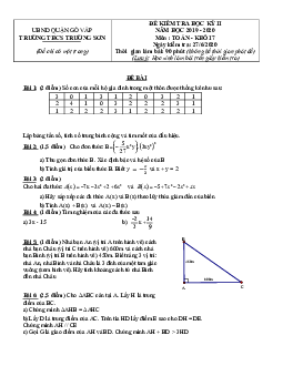 Đề kiểm tra học kỳ 2 Toán 7 năm 2019 – 2020 trường THCS Trường Sơn – TP HCM