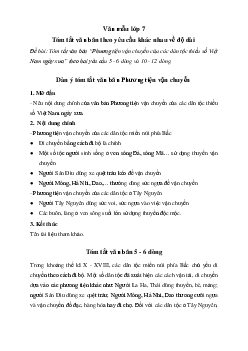 Tóm tắt văn bản Phương tiện vận chuyển của các dân tộc thiểu số Việt Nam ngày xưa | Văn mẫu lớp 7 Cánh diều