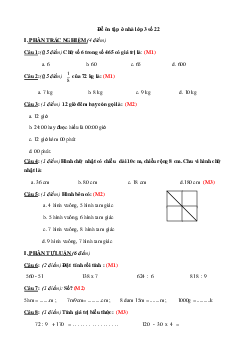 Đề ôn tập ở nhà lớp 3 số 22 - (Ngày 26/3)