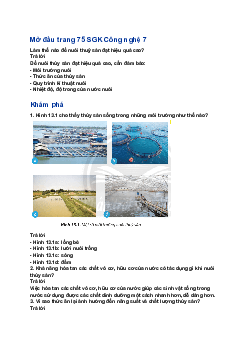 Giải Công nghệ 7 Bài 13: Quy trình kĩ thuật nuôi thuỷ sản| Chân trời sáng tạo