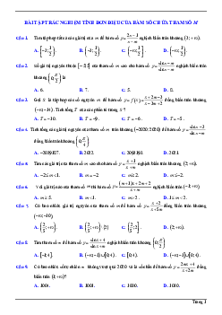 Bài tập trắc nghiệm tính đơn điệu của hàm số chứa tham số m - Toán 12