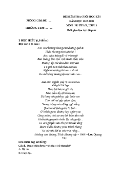 Đề thi học kì 1 môn Ngữ văn 11 năm 2023 - 2024 sách Kết nối tri thức với cuộc sống | đề 2