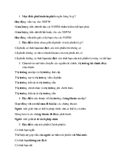 Trắc nghiệm tài chính tiền tệ