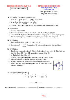 Đề thi HSG Toán lớp 6 cấp Huyện năm 2022 (có đáp án)