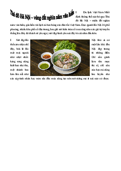 Hướng dẫn du lịch "Thủ đô Hà Nội - vùng đất nghìn năm văn hiến"