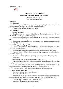 Chủ đề 10. Bài 31: Sự chuyển hóa năng lượng | Bài giảng KHTN 6 | Cánh diều