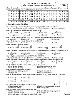 Đề giữa học kỳ 1 Toán 10 năm 2022 – 2023 trường THPT Long Thạnh – Kiên Giang
