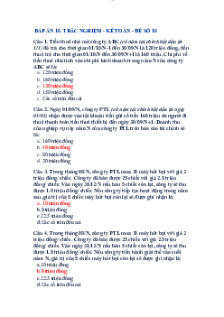 Bài tập (quiz) số 10 môn Nguyên lý kế toán có đáp án