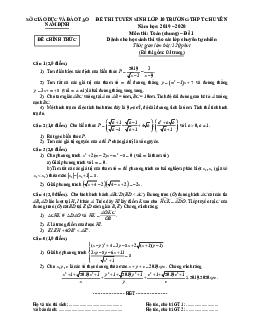 Đề Toán tuyển sinh lớp 10 chuyên năm 2019 – 2020 sở GD&ĐT Nam Định (Đề chung)