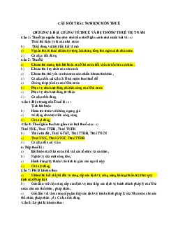 Câu hỏi trắc nghiệm ôn tập môn Luật Thuế có đáp án