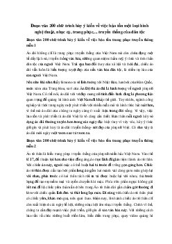 Đoạn văn 200 chữ trình bày ý kiến về việc bảo tồn một loại hình nghệ thuật, nhạc cụ, trang phục truyền thống của dân tộc Ngữ Văn 10 Chân Trời Sáng Tạo