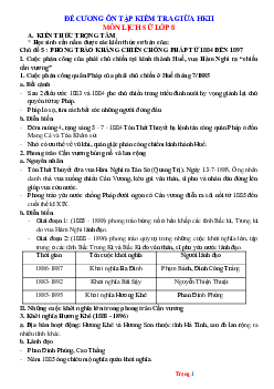 Đề Cương Ôn Tập Giữa HK2 Lịch Sử 8 Năm 2022-2023