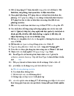 Câu hỏi ôn tập môn Tin học ứng dụng