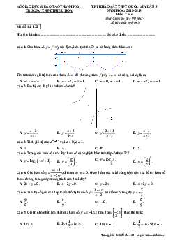 Đề khảo sát Toán THPT Quốc gia 2019 lần 3 trường Thiệu Hóa – Thanh Hóa