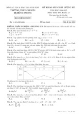 Đề khảo sát hè Toán 12 năm 2024 – 2025 trường chuyên Lê Hồng Phong – Nam Định