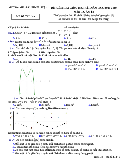 Đề thi giữa kì 1 Toán 12 năm 2019 – 2020 trường THPT Lý Thường Kiệt – Hà Nội