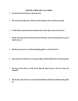 Một số câu hỏi về Kinh tế chính trị Mác - Lênin | Đại học Sư Phạm Hà Nội